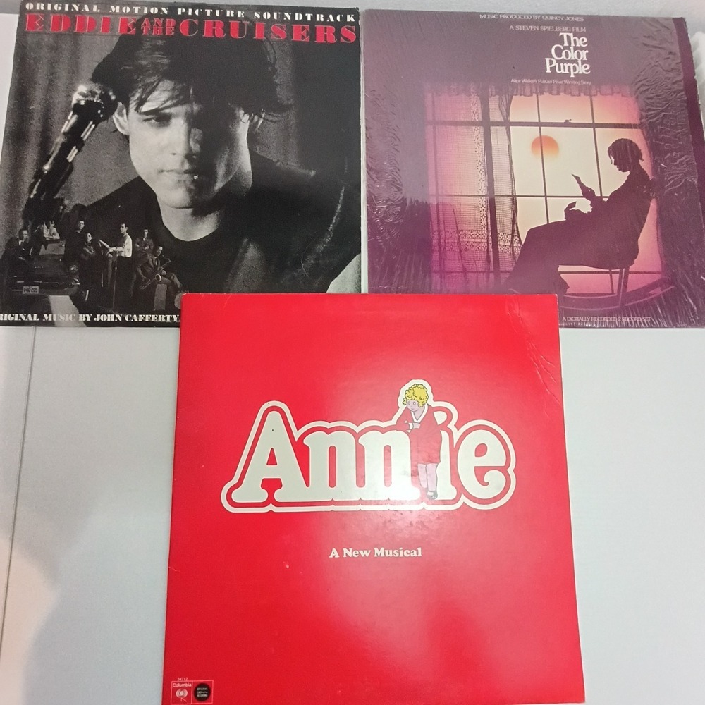 Lot Of 3‎ Soundtrack Musical Vinyl Lp Record Bundle Annie The Color Purple Eddie